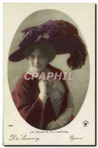 Postcard Old Fashion Female Hairstyle Headdress Hat The toilet in the theater...