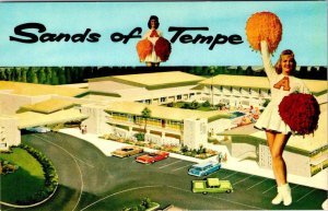 Tempe, AZ Arizona SANDS OF TEMPE  Motel & ASU Cheerleaders ROADSIDE  Postcard