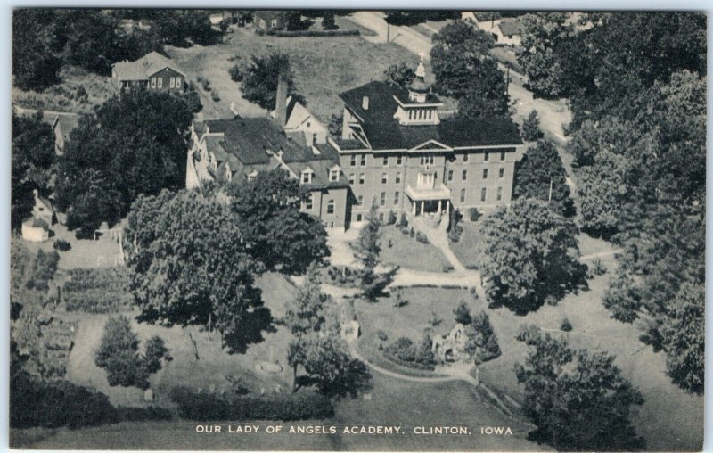 c1910s Clinton, IA Birds Eye Our Lady of Angels Academy Artvue Postcard Vtg A115 