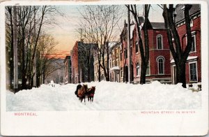 Mountain Street Montreal QC Winter Horses Snow 1907 Montreal Import Postcard F64