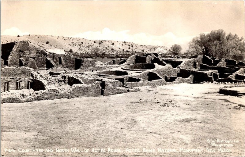 Courtyard & North Wall of Aztec Ruins National Monument NM RP Postcard PC191