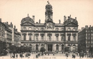 Vintage Postcard L'Hotel De Ville City Town Hall Historic Building Lyon, France