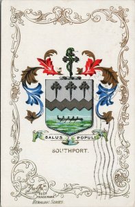 Southport England UK Heraldic Series Postcard F72