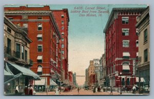 DES MOINES IA LOCUST STREET ANTIQUE POSTCARD