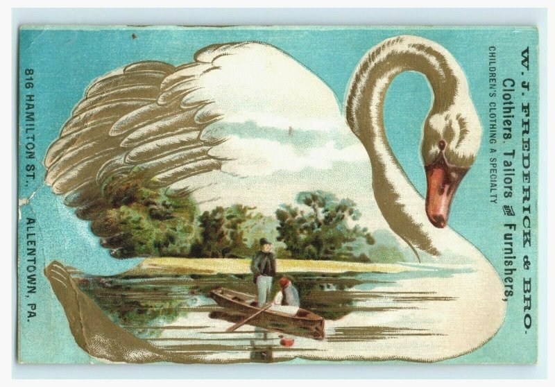 1880s W.J. Frederick & Bro. Tailors Clothiers Beautiful Swan Boat Lake #5D