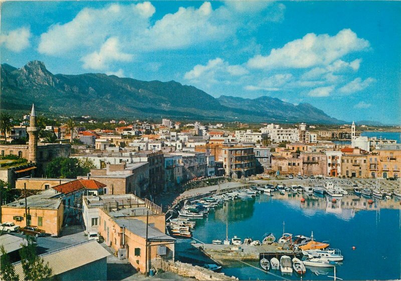 Post card Cyprus Kyrenia general city view and harbor aspect