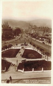 Wales North Western Gardens and Mostyn Street LLandudno RPPC 06.86