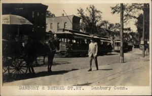 Danbury Connecticut CT Bethel St. Ry Trolley c1910 Real Photo Postcard