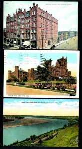 B21 (3) pcs. Des Moines Savery Hotel, Sioux City High School & Three State View