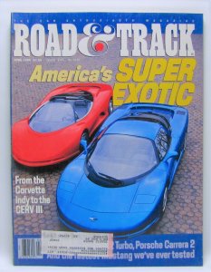 Road & Track April 1990 Vintage Magazine America's Super Exotic 