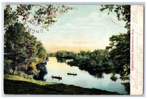 1907 Paradise Pond Boating Grove Northampton Massachusetts MA Posted Postcard