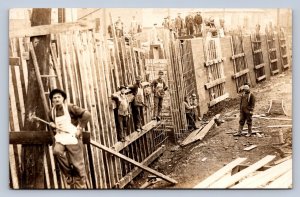 J87/ East Palestine Ohio RPPC Postcard c1910 Railroad Bridge Construction 857