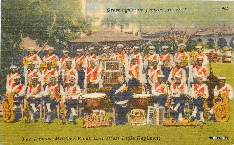 1940s Jamaica Military band West Regiment Cleary Elliott postcard 10259