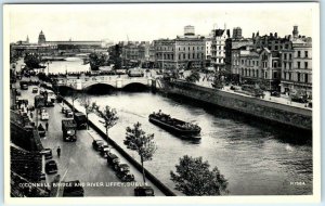 DUBLIN, IRELAND   Birdseye O'CONNELL BRIDGE River Liffey ca 1920s-30s  Postcard