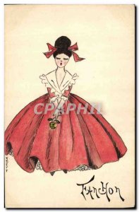 Old Postcard Fancy (drawing hand) Woman Fanchon