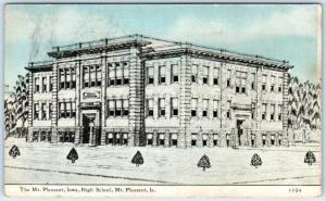 MT. PLEASANT, Iowa  IA    HIGH SCHOOL   1908  Photoette   Postcard