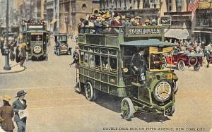 New York NY Double Deck Bus on Fifth Avenue Postcard