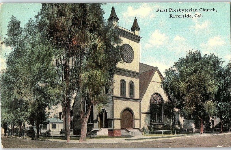 C.1910 First Presbyterian Church, Riverside, Cal. Postcard P122 