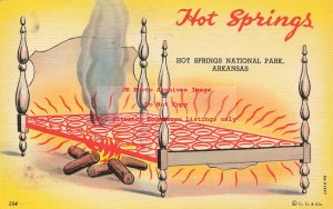 Curt Teich Linen Advertising Postcard, Hot Springs National Park, Camp Fire