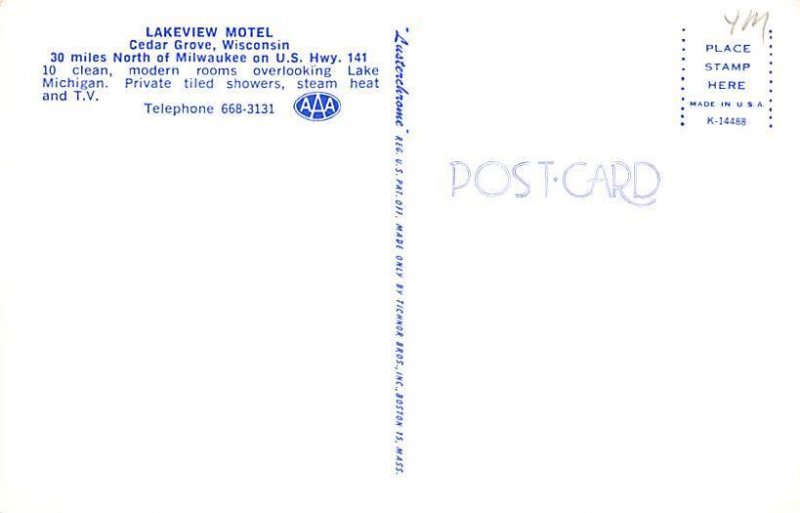 Lakeview Motel  Cedar Grove WI 