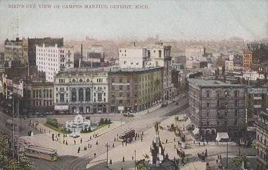 Michigan Detroit Birds Eye View Of Campus Martius