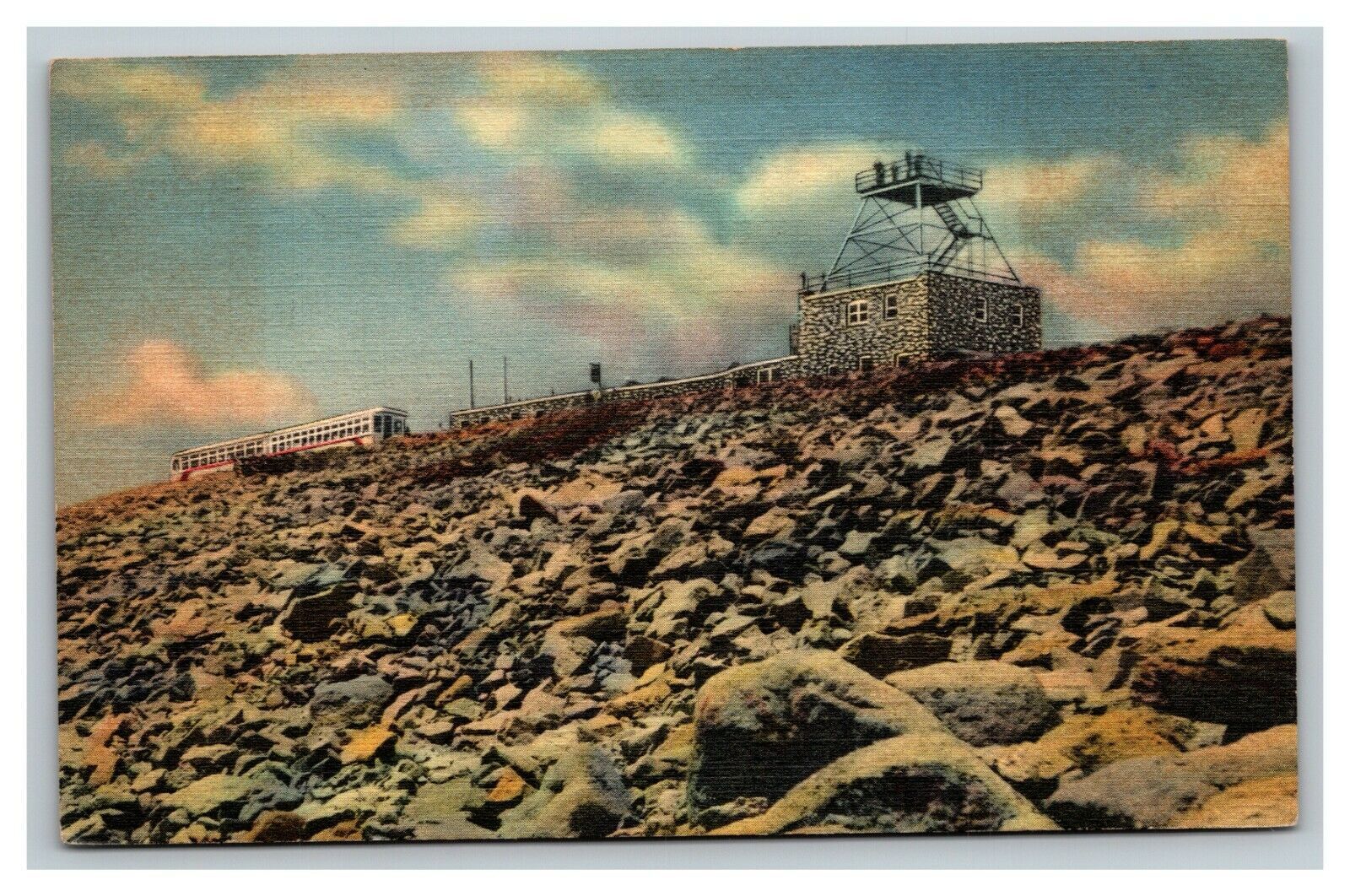 Vintage 1943 Postcard Streamline Cog Train Summit House Pike's Peak ...