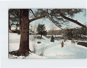 Postcard Franklin Park in Winter, Boston, Massachusetts