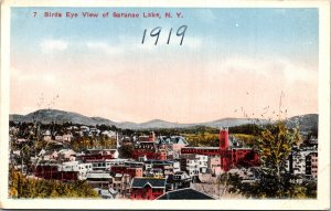 Postcard New York Bird's Eye View of Saranac Lake Pub. A.G. Bosworth 1919 V147