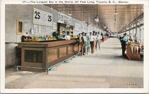 Tijuana Mexico Longest Bar c1934 Kashower Co Postcard G24