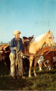 A True Cowboy With His Horse 1959