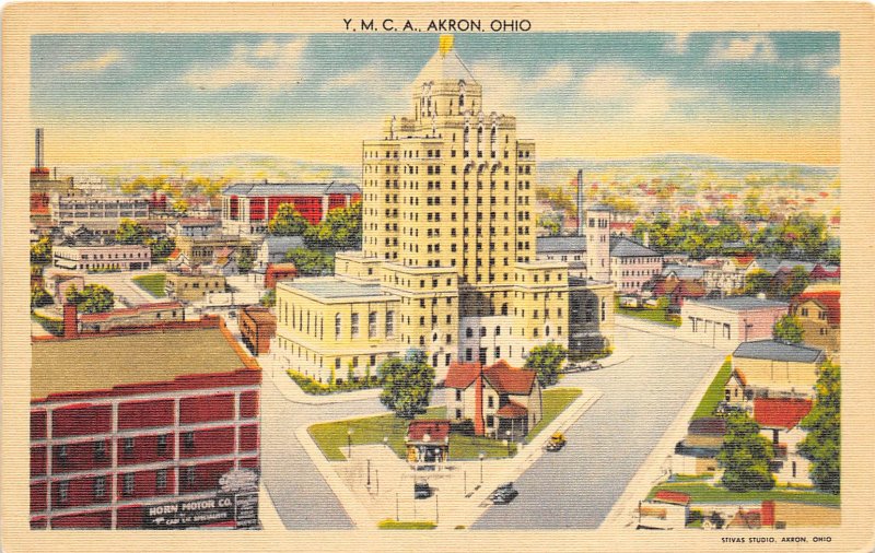 Akron Ohio 1940s Postcard YMCA Building