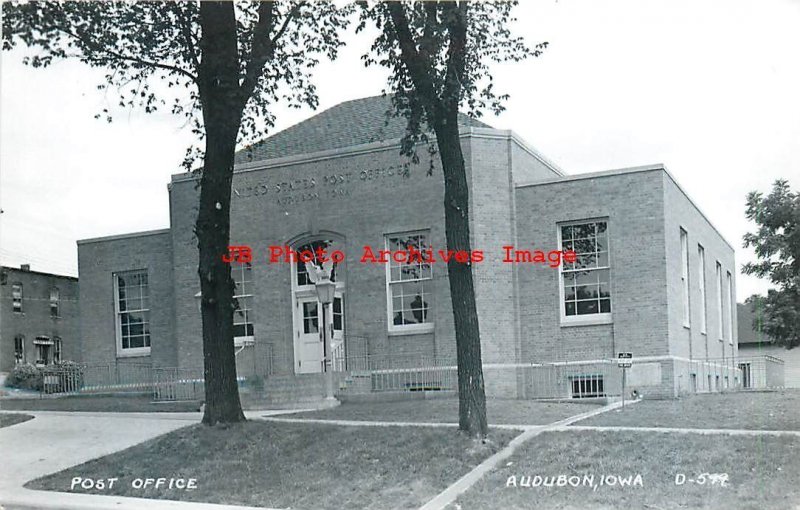 IA, Audubon, Iowa, RPPC, Post Office Building, Exterior View, LL Cook No D-599