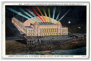 1930 Atlantic City Auditorium Convention Hall By Night Atlantic City NJ Postcard