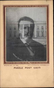 Teddy Roosevelt US President Puzzle Novelty Lenticular c1906 Postcard