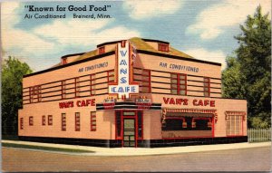 Linen Postcard Van's Cafe in Brainerd, Minnesota~1602