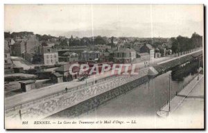 Old Postcard Rennes The Tramway Station and mail from Onge