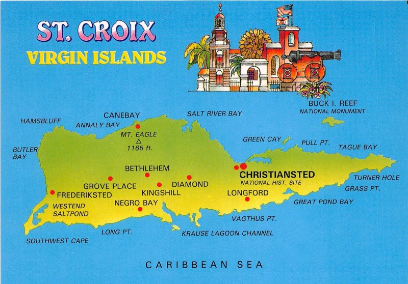 us8021 virgin islands caribbean sea st croix map Caribbean Sea