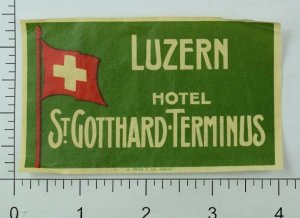 1940-50's St. Gotthard-Terminus Lucerne, Switzerland Luggage Label Original E18