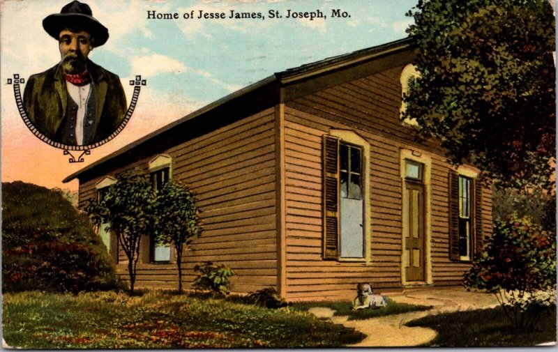 Postcard Home of Jesse James in St. Joseph, Missouri