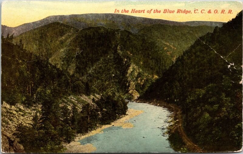 Blue Ridge Mountains River View Eastern USA Unposted Color Postcard