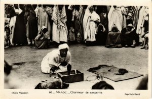 PC CPA MOROCCO, FLANDRIN 80, CHARMEUR, VINTAGE REAL PHOTO POSTCARD (b12152)