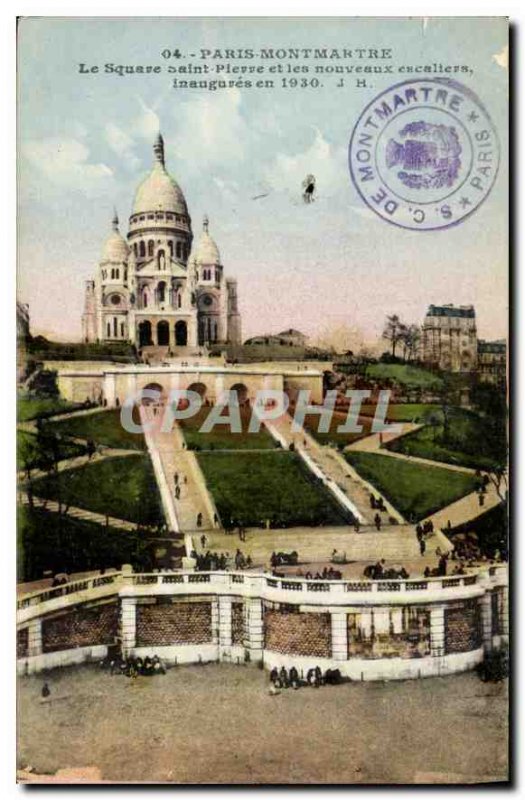 Postcard Old Paris Montmartre Le Square Saint Pierre and new stairs inaugurat...