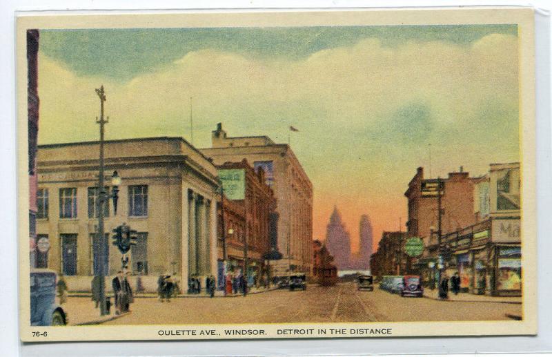 Oulette Avenue Windsor Ontario Canada 1940s postcard