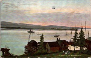 Sunrise at South West Harbor ME c1907 Vintage Postcard N04