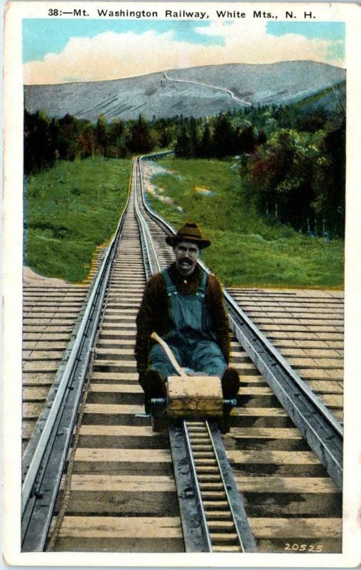 WHITE MOUNTAINS, NH  MT WASHINGTON  INCLINE RAILWAY  1937 Postcard