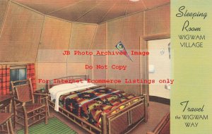 Advertising Linen Postcard, Wigwam Village Sleeping Room, Mammoth Cave Kentucky