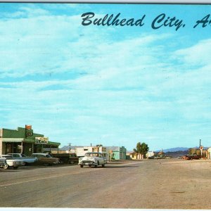 c1960s Bullhead City, AZ Downtown Main St Postcard Store Cadillac Car Ariz A91