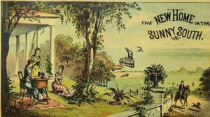 1882 New Home Sewing Machine Sunny South Steamboat Ladies Outside P97