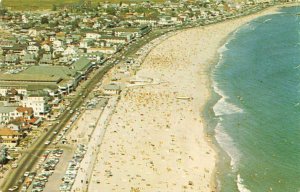 Vintage Aerial View Cars Sunbathers Town Hampton Beach NH P69 