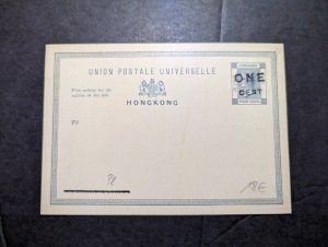 Mint British Hong Kong Postal Stationery Envelope 1 Cent Overprint Denomination